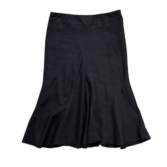 Sandro Dresses & Skirts - Sandro Sportswear Black Fit & Flare Linen Blend Belt Loop Midi Skirt Size 10
